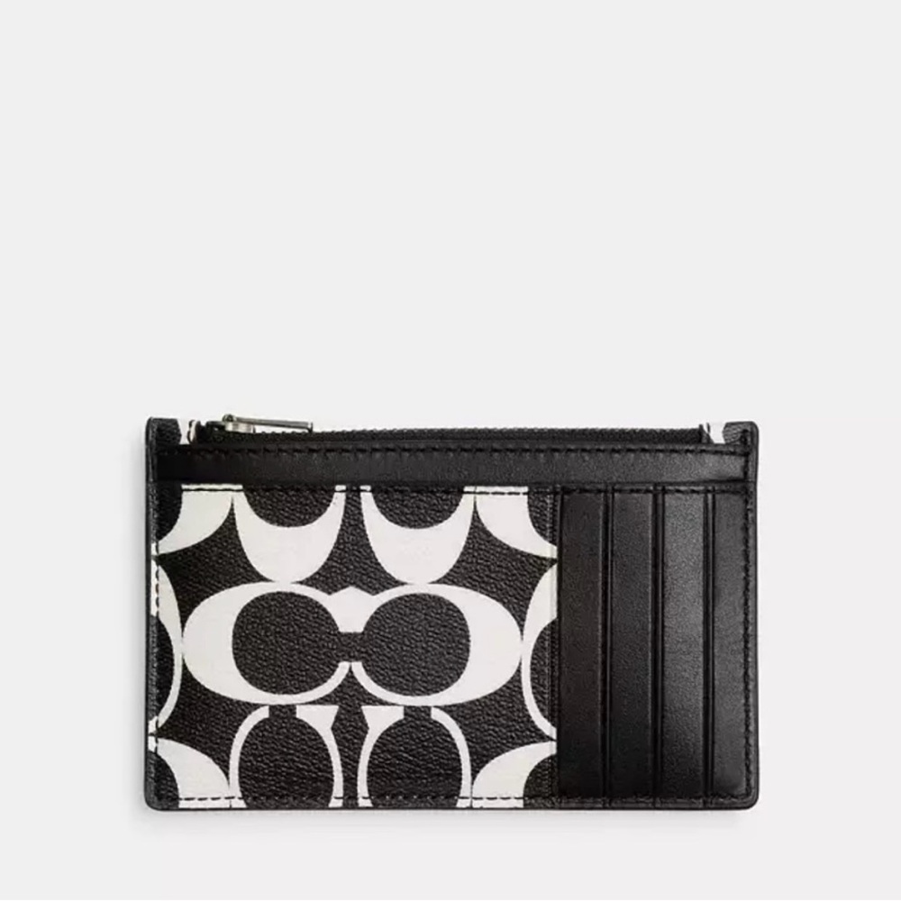 NWT Coach Zip Card Case Signature Canvas wallet